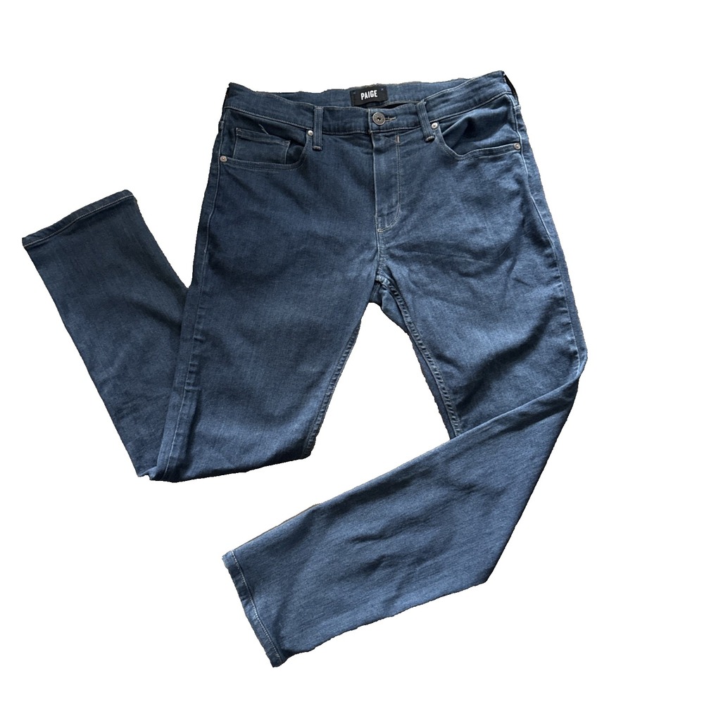 Paige Federal Jeans Men 32 Blue Slim Straight Stretch Dark Wash Denim 5 Pocket